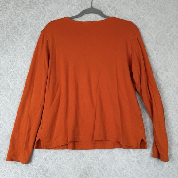 Vtg Halloween Long Sleeve Top Women Large Orange Embroidered Ghost Witch 90s Y2K - Picture 6 of 11